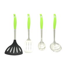 제니얼 베르데 조리도구 4종 세트 F타입, 스테인레스 실버 + 그린, 1개 주방용품/주방조리도구 반품 최저가 15,630원
