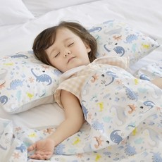 아띠블랑 쿨링 인견 와이드베개 + 블랭킷 세트, 블루다이노 출산/유아동/유아동침구 반품 최저가 44,080원