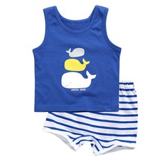 그린베베 아동용 통기성 여름 고래 고래 편면 나시 내의 상하 세트 출산/유아동/출산준비물/선물 반품 최저가 7,150원