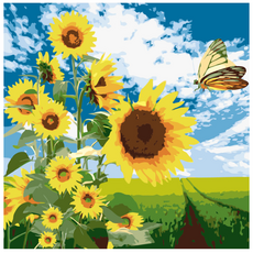 모모픽스페인팅 DIY 유화그리기 40 x 40 cm, 나비와 해바라기, 1개 문구/오피스/미술/화방용품 반품 최저가 7,840원