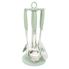 제니얼 마노757 회전걸이 조리도구 7종세트, 스테인레스 실버 + 그린, 조리도구 7종, 1세트 주방용품/주방조리도구 반품 최저가 14,420원