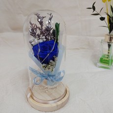 꽃이있는풍경 생화 프리저브드 플라워 + 유리돔 소, 블루(프리저브드 플라워), 유리돔소 홈인테리어/드라이플라워 반품 최저가 11,650원