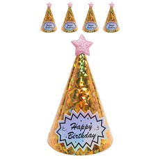 별장식 생일고깔모자, 홀로그램 골드, 5개 문구/오피스/파티/이벤트 반품 최저가 6,180원
