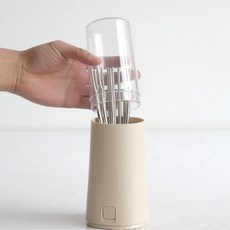 윈프라이스 자동물빠짐 뚜껑형 수저꽂이, 베이지, 1개 주방용품/수저통/수저받침 반품 최저가 5,030원