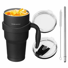 코멧 진공 스테인리스 텀블러 + 손잡이 + 빨대뚜껑 + 빨대 + 빨대솔, 블랙, 900ml, 1세트 주방용품/컵/텀블러/와인용품 반품 최저가 8,720원