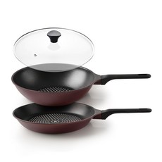 키친아트 와인에디션 프라이팬세트 3개, 혼합색상, 후라이팬 28cm + 궁중팬 28cm + 유리커버 28cm, 1세트 주방용품/냄비/프라이팬 반품 최저가 23,850원