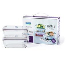 글라스락 퍼플에디션 직사각 밀폐용기 세트, 1세트, 715ml(2P) 주방용품/밀폐용기/반찬통 반품 최저가 12,470원