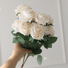 조화 장미 부쉬, 크림, 10개 홈인테리어/홈데코/디퓨저 반품 최저가 9,300원