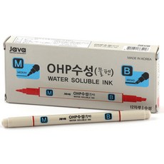자바펜 OHP수성펜 M앤B, 빨강, 12개 문구/오피스/필기류 반품 최저가 5,320원
