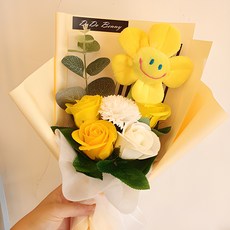 도도베니 비누꽃 스마일 인형 미니 꽃다발, 노랑, 1개 홈인테리어/홈데코/디퓨저 반품 최저가 8,330원