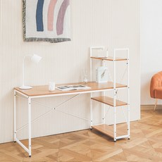 샤바스 컴퓨터책상, 티크판넬 + 화이트 문구/오피스/사무용품 전문관 반품 최저가 47,180원