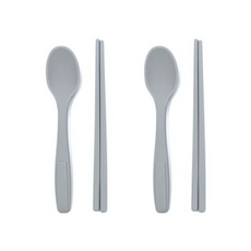 실리콘 주니어 수저세트, 그레이, 2세트, 숟가락 + 젓가락 출산/유아동/이유용품/유아식기 반품 최저가 10,150원