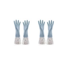 다용도 기모 고무장갑, 블루 + 시보리, 43cm, 2개 주방용품/고무장갑 반품 최저가 7,410원