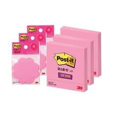 쓰리엠 포스트잇 강한 점착용 노트 654 3p + 꽃 모양 노트 3p 세트, 네온 핑크, 1세트 문구/오피스/학용품/수업준비 반품 최저가 9,760원