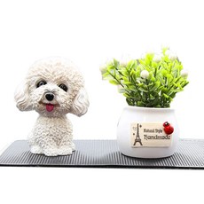 앤티스 차량용 실내 인테리어 장식 3p세트, 푸들, 화이트화분, 슬립매트, 3개 자동차용품/인테리어 반품 최저가 5,100원