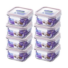 글라스락 퍼플 에디션 정사각 밀폐용기, 8개, 490ml 주방용품/밀폐용기/반찬통 반품 최저가 30,200원