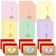 투영디자인 손하트 6종 편지지 24p + 편지봉투 12p, 혼합 색상, 1세트 문구/오피스/카드/엽서/봉투 반품 최저가 3,380원