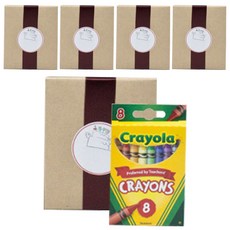 크레욜라 어린이집 생일답례품 크레용 + 선물포장 + 라벨스티커 5p, 8색, 1세트 문구/오피스/미술/화방용품 반품 최저가 4,140원