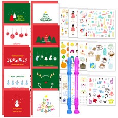 투영디자인 크리스마스카드 10종 + 지워지는 투명피리 중성펜 랜덤발송 2p + 인스 스티커 28종 세트, 혼합색상, 1세트 문구/오피스/카드/엽서/봉투 반품 최저가 6,140원