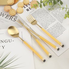 보겐 국산 스퀘어 투톤 골드 어린이 수저 + 포크 세트, 옐로우, 1세트, 숟가락 + 젓가락 +포크 출산/유아동/이유용품/유아식기 반품 최저가 20,000원