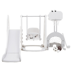 BeneBene 헬로 디노 미끄럼틀 + 그네 + 농구대 세트, 화이트, 1개 완구_취미/실내대형완구 반품 최저가 124,260원