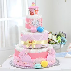 [기저귀케익] 스위티 마카롱 3단, 핑크, 신생아, 1개 생활용품/기저귀 반품 최저가 49,350원