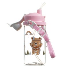 인디베어 슬림어깨끈 빨대 물병, 분홍, 350ml 주방용품/유아동물병/도시락 반품 최저가 7,130원