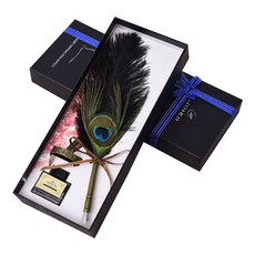 미니띠네 미니제이드 공작새 깃털 만년필 잉크 홀더 선물 포장세트, 블랙 문구/오피스/필기류 반품 최저가 15,460원