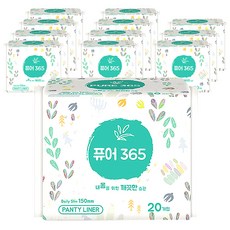 퓨어365 팬티라이너 슬림 150mm, 일반, 20개입, 12개 생활용품/생리대/성인용기저귀 반품 최저가 9,490원