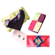 팔복상회 골드양면보자기 현금 예단 세트 신랑 봉채 4색함 + 예단보 홍색 + 예단 서식지, 혼합색상, 1세트 문구/오피스/카드/엽서/봉투 반품 최저가 4,920원