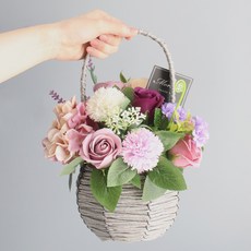 모리앤 비누꽃 귀여운 통통 꽃바구니, 퍼플통통, 1개 홈인테리어/원예/가드닝 반품 최저가 16,430원