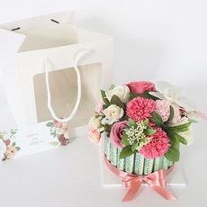 모리앤 비누꽃 플라워 용돈케이크 소, 핑크, 1개 홈인테리어/원예/가드닝 반품 최저가 8,570원