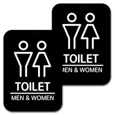 뭉키데코 부착형 화장실 안내표지판 B 블랙, 화장실 남여001, 2개 문구/오피스/사무용품 전문관 반품 최저가 5,420원