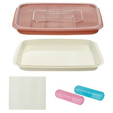 씨밀렉스 김밥 재료 보관용기 + 쟁반형 뚜껑 + 김밥말이 + 김밥트레이 랜덤 발송 2p, 피치 코랄, 1세트 주방용품/주방조리도구 반품 최저가 17,000원