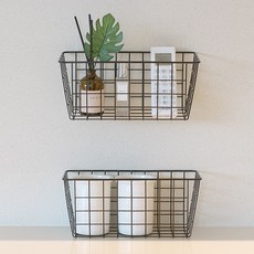 모나코올리브 철제 깊은 벽걸이 바스켓, 블랙, 2개 홈인테리어/바구니/바스켓 반품 최저가 7,080원