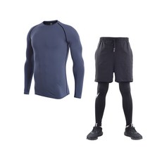 나야스타일 남성 헬스복 긴팔티 + 반바지레깅스 2종 세트 M2SET-159-4 스포츠/레저/남성스포츠의류 반품 최저가 5,100원