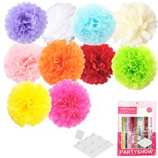 Pack_파티쇼 파티꽃볼 10개 + 고리마운트 10개, 라임그린 + 옐로우 문구/오피스/파티/이벤트 반품 최저가 6,930원