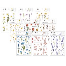 인디케이 들꽃과 드라이플라워 투명 스티커 9종, 혼합색상, 1세트 문구/오피스/데코/포장용품 반품 최저가 4,950원