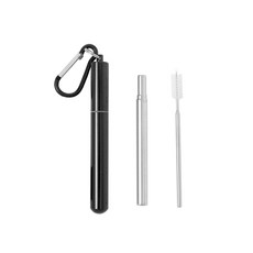 길이조절 3단 접이식 휴대용 스텐 빨대 블랙 23cm + 카라비너 + 실리콘 보호캡 세트, 3개입, 1세트 주방용품/빨대/스트로우 반품 최저가 3,320원