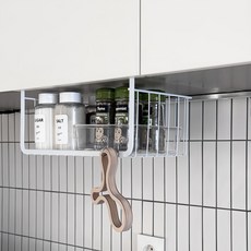 플레이트라벨 다용도 걸이형 철제 선반, 화이트, 1개 주방용품/주방수납/정리 반품 최저가 3,690원