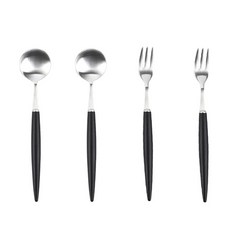 보겐 몽블랑 에펠 샤틴 티스푼&포크 2인 세트 블랙, 1세트, 티스푼 2p + 티포크 2p 주방용품/주전자/커피/티용품 반품 최저가 9,820원