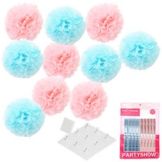 파티쇼 파티꽃볼 10개 + 고리마운트 10개, 베이비핑크 + 라이트블루 문구/오피스/파티/이벤트 반품 최저가 4,900원