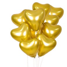 와우파티코리아 30센티 크롬하트풍선, 금색, 10개입 문구/오피스/파티/이벤트 반품 최저가 4,360원