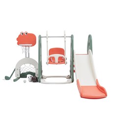 BeneBene 헬로 디노 미끄럼틀 + 그네 + 농구대 세트, 그린, 1개 완구_취미/실내대형완구 반품 최저가 125,890원