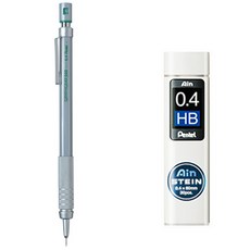 펜텔 그래프 기어 샤프 500 PG514 + 아인슈타인 샤프심 HB 세트, 0.4mm, 1세트 문구/오피스/학용품/수업준비 반품 최저가 5,360원