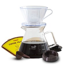 코맥 커피 핸드드립 세트, 600ml, 1세트, 커피서버 1개/ 플라스틱드리퍼(2~5인용) 1개/ 받침대 1개/ 여과지 (2~5인용, 100매) 1개/ 계량스푼 1개 주방용품/주전자/커피/티용품 반품 최저가 12,940원