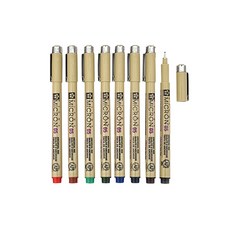 PIGMA MICRON 05 젤잉크펜 8p세트, Black, Sepia, Blue Black, Blue, Hunter Green, Green, Burgundy, Red, 1세트 문구/오피스/필기류 반품 최저가 7,160원