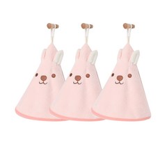 라운드 행잉 애니멀 핸드타월, 핑크, 3개 주방용품/주방잡화 반품 최저가 4,500원