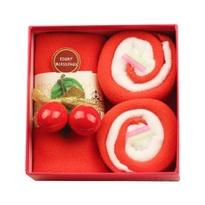 마켓에이 선물용 롤케익모양 핸드타올 30 x 30 cm + 20 x 20 cm 4p, 레드, 1세트 홈인테리어/수건/타월 반품 최저가 6,830원