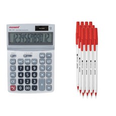 모나미 계산기 MC-141 + 153 스틱 0.7 12p 세트, 혼합색상(계산기), 레드(볼펜), 1세트 문구/오피스/사무용품 전문관 반품 최저가 5,560원
